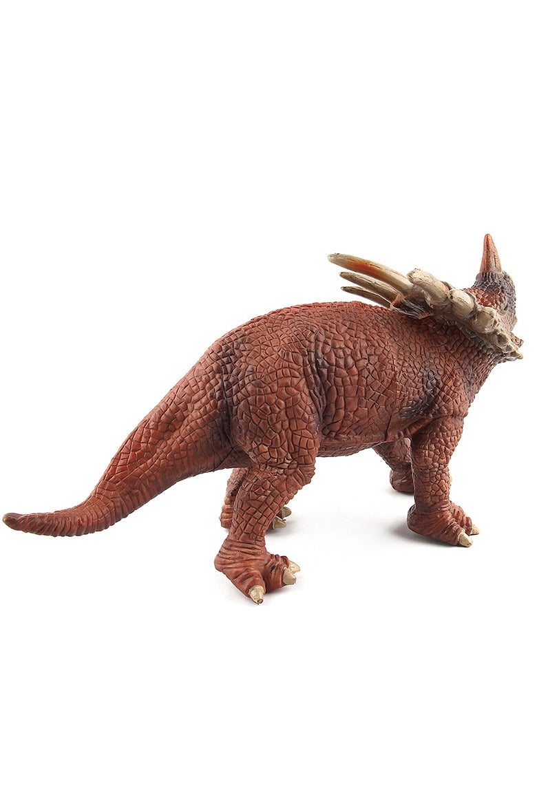 HALAMODO Styracosaurus Animal Model , Realistic Dinosaur Toy, Solid Plastic Material, Wild Ornaments, Jungle Zoo Cognitive Toys, Children's Birthday Party Gifts , Brown 33x11x14 cm - Image 5