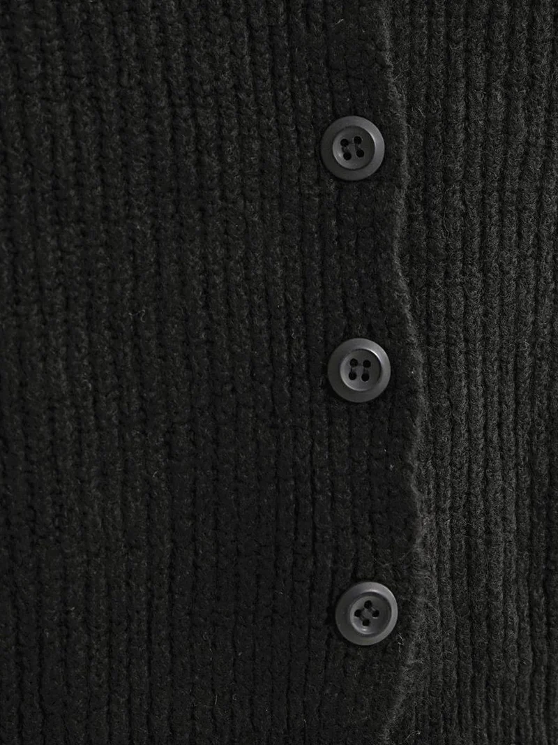 Mixray Black Mixray Textured V-Neck Button Cardigan for Women | Best Price UAE