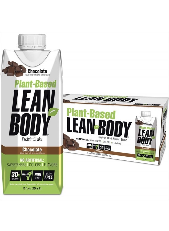 LABRADA Lean Body Ready-to-Drink, Plant-Based Vegan Chocolate Protein Shake, 30g Protein, No Artificial Flavors, Sweeteners or Colors, Non GMO, Gluten Free, Premium Pea & Rice Blend (Pack of 12) - Image 1