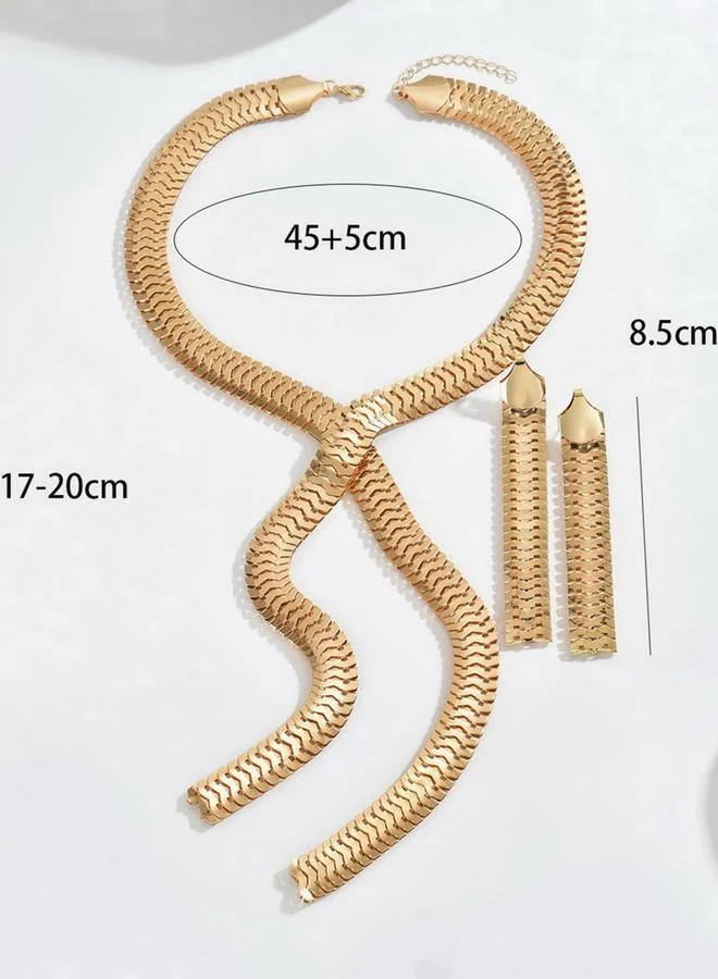 Take Two  Take Two Gold Tone Tassel Necklace and Earrings Jewelry Set for Women | Best Price UAE