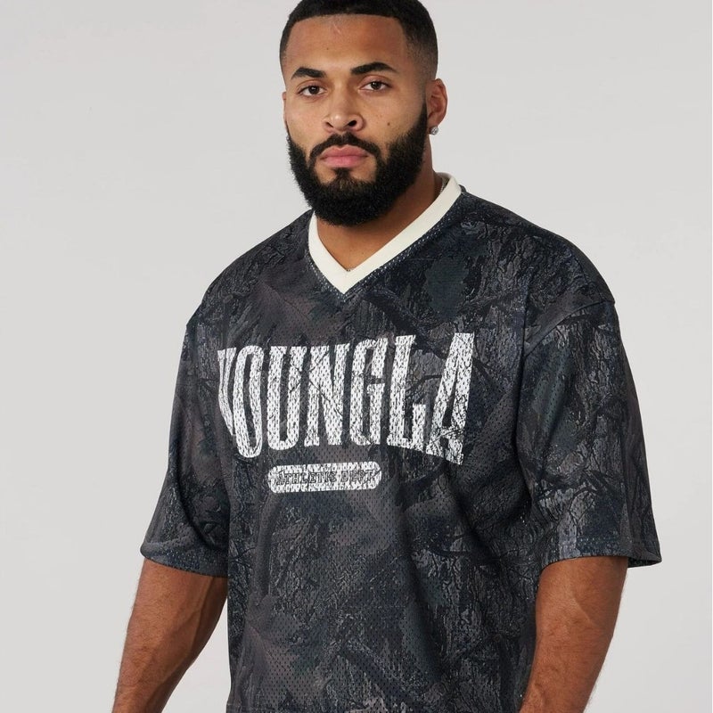 American New Youngla Men'S Oversized T-Shirt Summer Sports Fitness Quick-Drying Breathable Mesh Short-Sleeved T-Shirt - Image 2