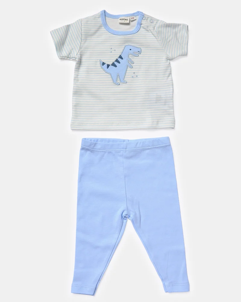 REDTAG Baby Blue Set Of Grower, Bodysuit, Bib, Hat And Mittens