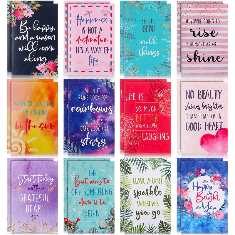 Containlol 24 Pcs Inspirational Notebooks Bulk Gifts for Women Small Journals for Women Bulk Mini Notepads Notebooks Motivational Notepads for Teachers Office Travel 12 StylesLovely Style