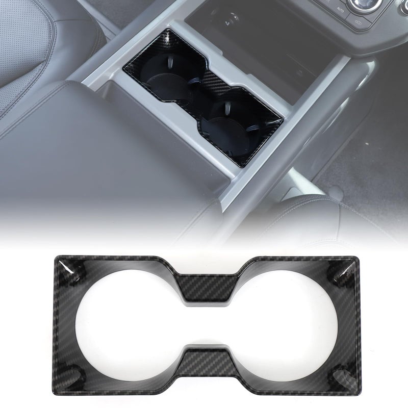 Bekantogy Center Consoles Cup Holder Panel Trim Cover Compatible with Land Rover Defender 90 110 130 2025 ABS Water Cup Holder Trim Decorative Sticker Protection Interior Accessories Carbon Look