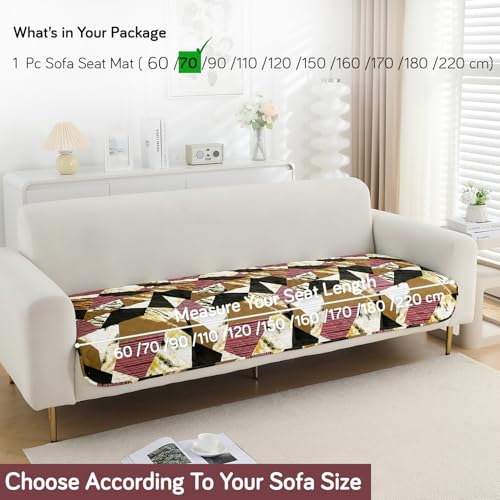 HOKIPO 'Elira Series' Water Repellent + Waterproof Quilted Sofa Mats | Make Your Own Sofa Cover Set | Length 70cm - Wine Abstract Geometry (AR-5242-C5) - Image 5