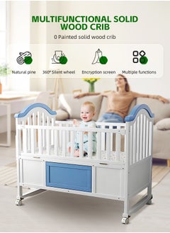 Soft Touch Baby Cot Baby Crib with Storage Solid Wood Toddler Bed Suitable for Newborns and Infants 118x72x92CM  - Image 3