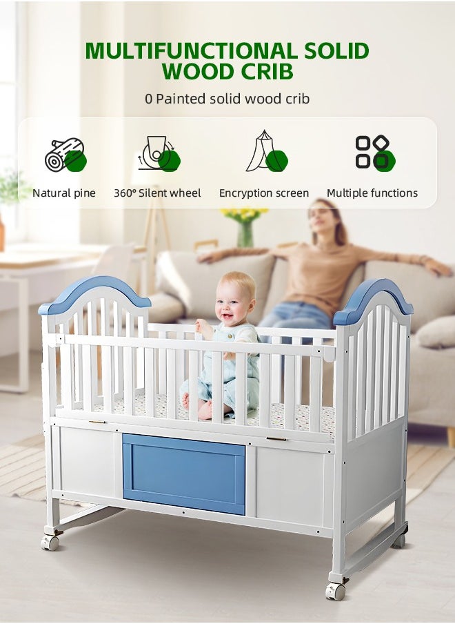Soft Touch Baby Cot Baby Crib with Storage Solid Wood Toddler Bed Suitable for Newborns and Infants 118x72x92CM  - Image 3