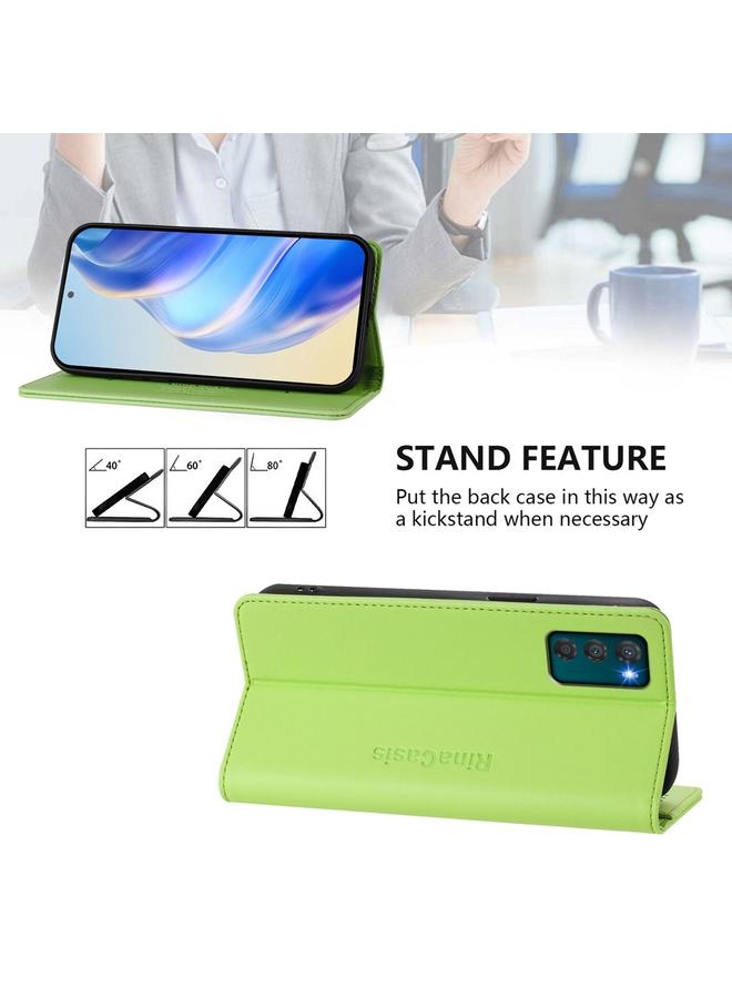 S-TOP Case For Motorola Moto G42 RC01 Dual-Folded Magnetic Suction RFID Leather Phone Case - Image 4