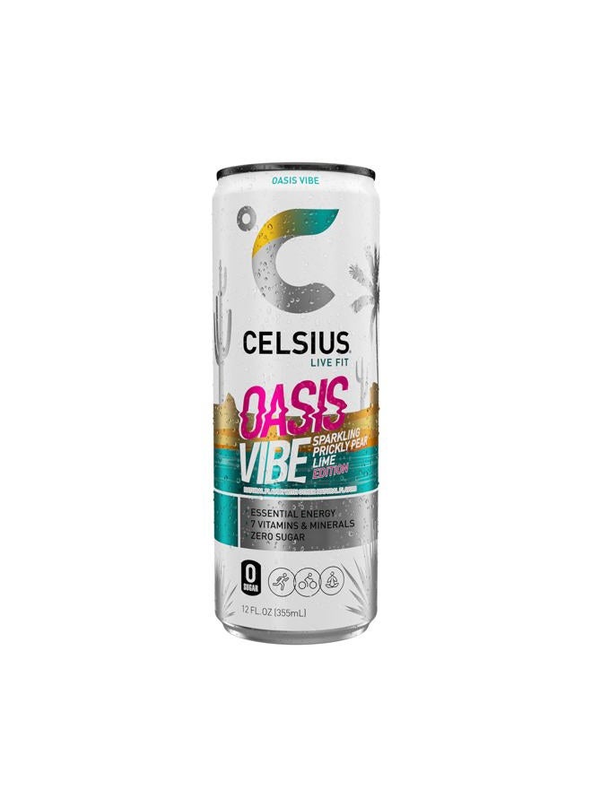 CELSIUS OASIS VIBE Sparkling Prickly Pear Lime, Sugar Free Energy Drink, 12 Fl Oz (Pack of 12) - Image 5
