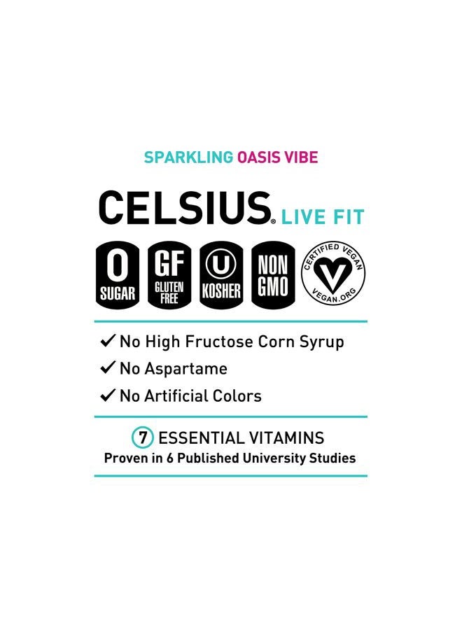 CELSIUS OASIS VIBE Sparkling Prickly Pear Lime, Sugar Free Energy Drink, 12 Fl Oz (Pack of 12) - Image 4