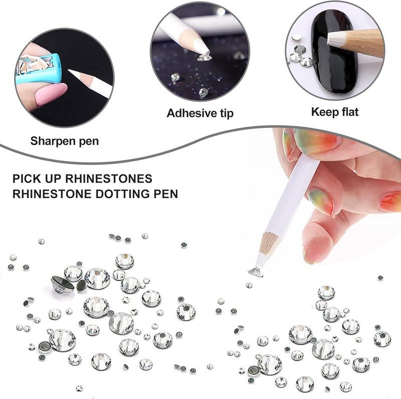 sularpek 1440 Pcs Rhinestones, Nail Gems, Flat Back Gems, Crystal Nail Art Rhinestones, with Pick Up Tweezers and Rhinestone Picker Dotting Pen, Nail Art Tools for Crafts Nail and Face - Image 4
