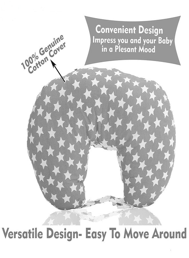 GET IT Cotton Mutlipurpose 5 in 1 Baby Feeding Nursing Pillow with Adjustable Strap| for Breastfeeding, Baby Support & Playtime | Washable Premium Cotton Cover with Zip -(Aash Star) - Image 5