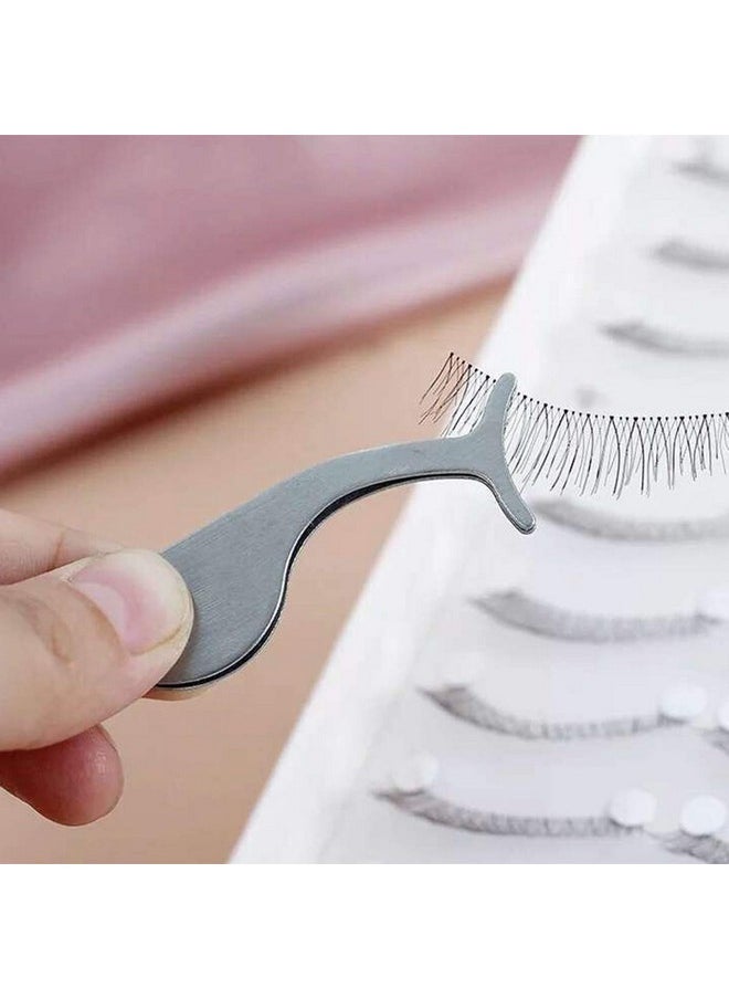 1st Choice False Eyelashes Extension Applicator Remover Clip Tweezers Nipper (Silver)  - Image 3