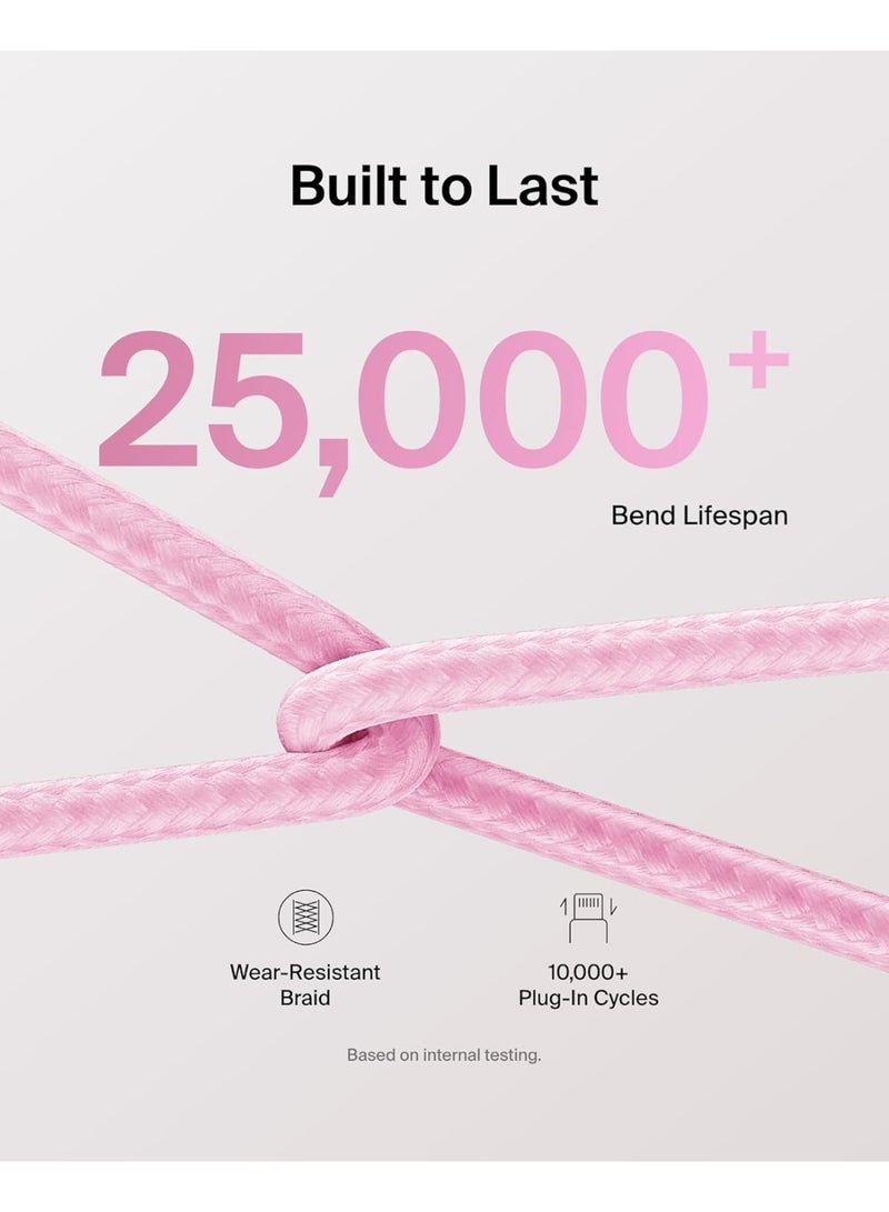 بيلكين كابل USB-C إلى USB-C مضفر 2-pack بطول 5 أقدام، 60 واط - كابل شحن سريع ناعم ومرن، سلك شاحن نوع C لجهاز iPhone 17 و 16، Galaxy S25، Pixel 10، iPad Pro، والمزيد - - Image 4