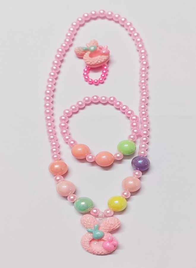 Elastikidz set of 6 mala set for 0-12 years kids girl include non precious pearl pendent Chain bracelet & ring birthday Gifts Girls(3 components available in each set) - Image 3