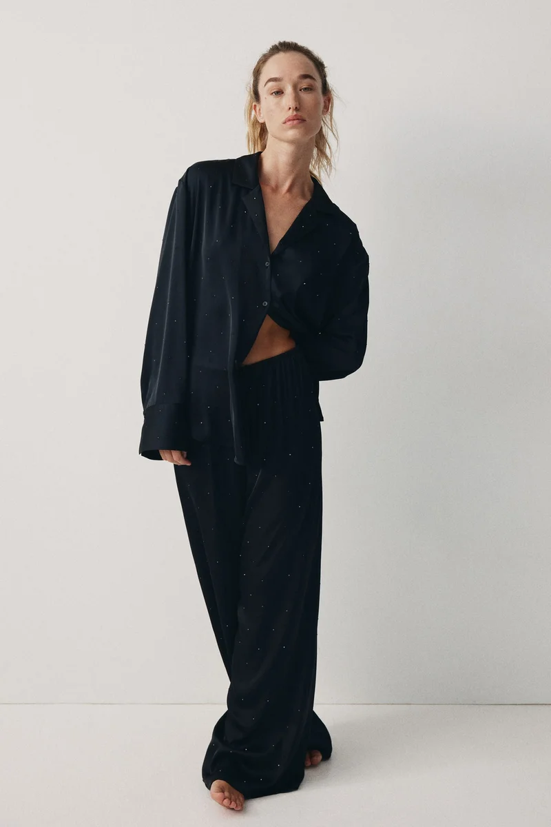 H&M Embellished satin pyjama bottoms