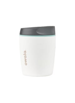 Owala SmoothSip Insulated Stainless Steel Coffee Tumbler, Reusable Iced Coffee Cup, Hot Coffee Travel Mug, Perfect for Cappuccino, BPA Free, 10 oz, Gray (Cloudscape)