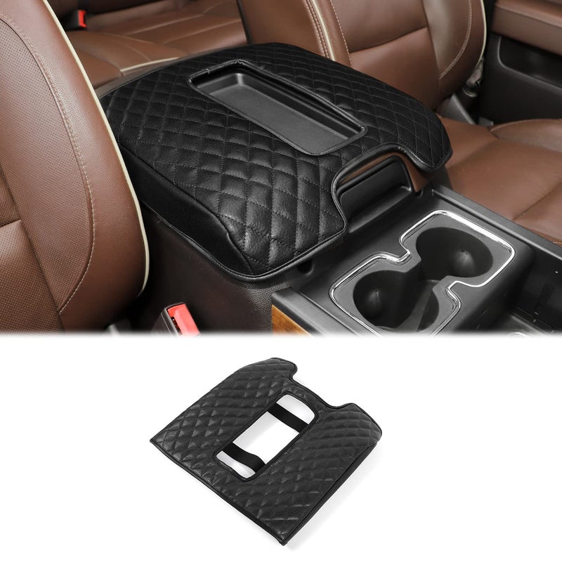 Hoolcar Armrest Pad Cover Center Console Lid Cover for 20142017 Chevrolet Silverado GMC Sierra Leather Console Replacement Black