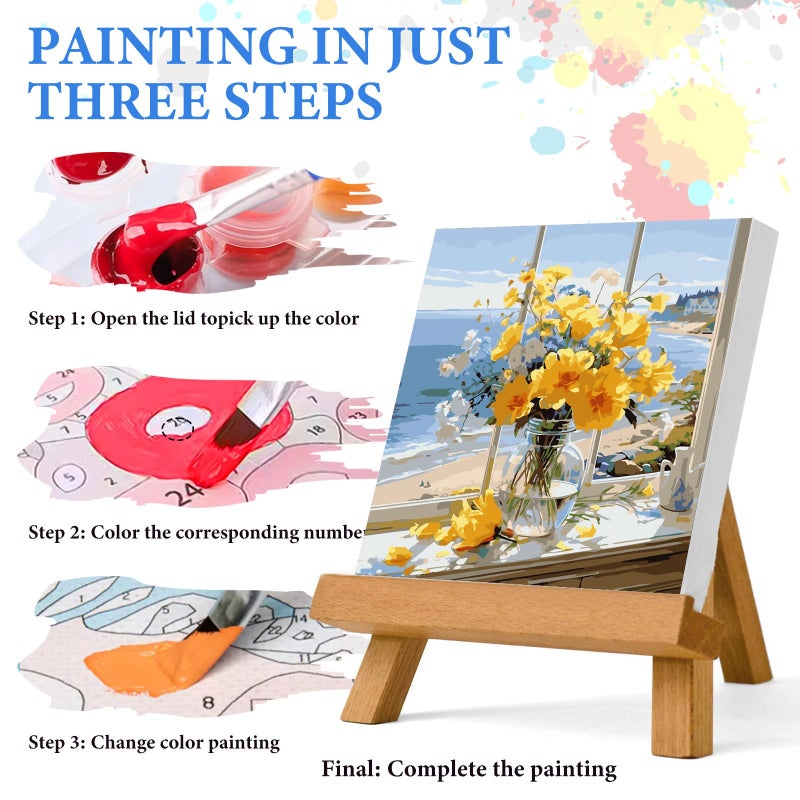 PRASIO Paint by Numbers Kit for Adults Beginner, Flowers Adult Paint by Number Kits on Canvas, DIY Acrylic Watercolor Oil Paint by Number for Adults for Home Decor Gift 16x16 Inch - Image 4