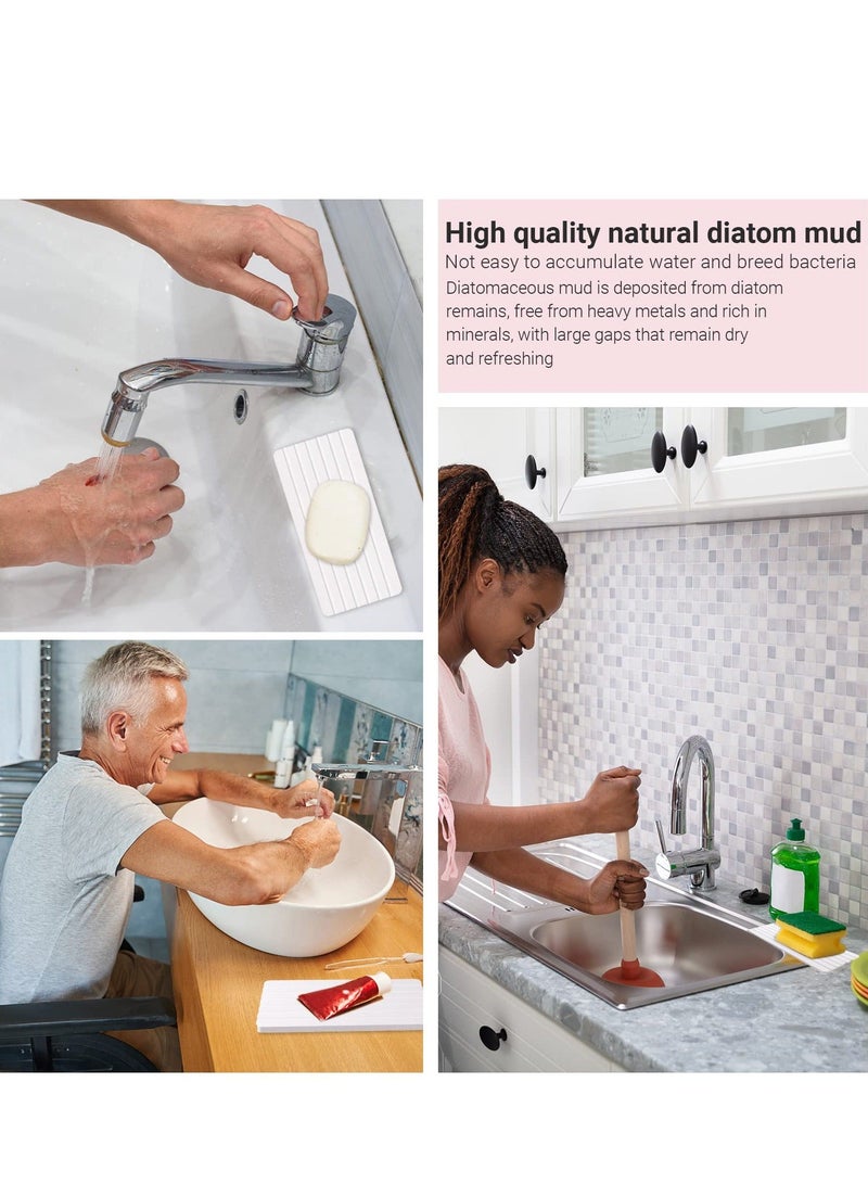 كابتن تيك Water Absorbent Diatomite Coasters, 5Pcs Instant Dry Sink Organizer, Drying Stone for Kitchen Counter, Water Absorbing Stone Used for Hand Soaps & Plants & toiletries (White) - Image 4