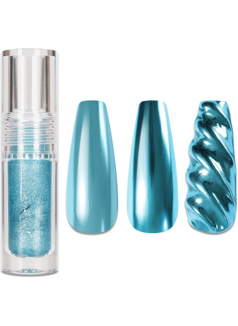 MAYCHAO - MAYCHAO 1Pc Magic Chrome Nail Powder Liquid for Nails, Mirror Effect 1Pc Blue Nail Glitter Gel Nail Polish for Home Salon Nail Art Manicure DIY Decoration - Image 1