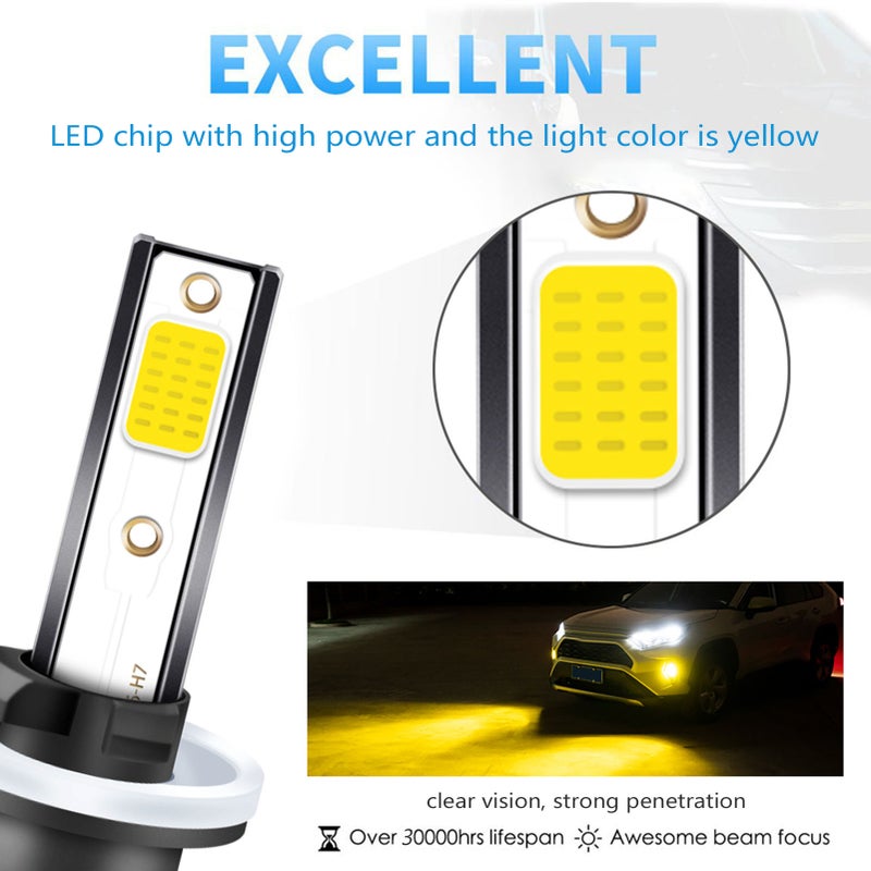 2PCS 880/881 LED Fog Light Bulbs 3000K Yellow 3000 Lumens 30W High Power LED Fog Light DRL Bulbs for Cars Trucks - Image 4
