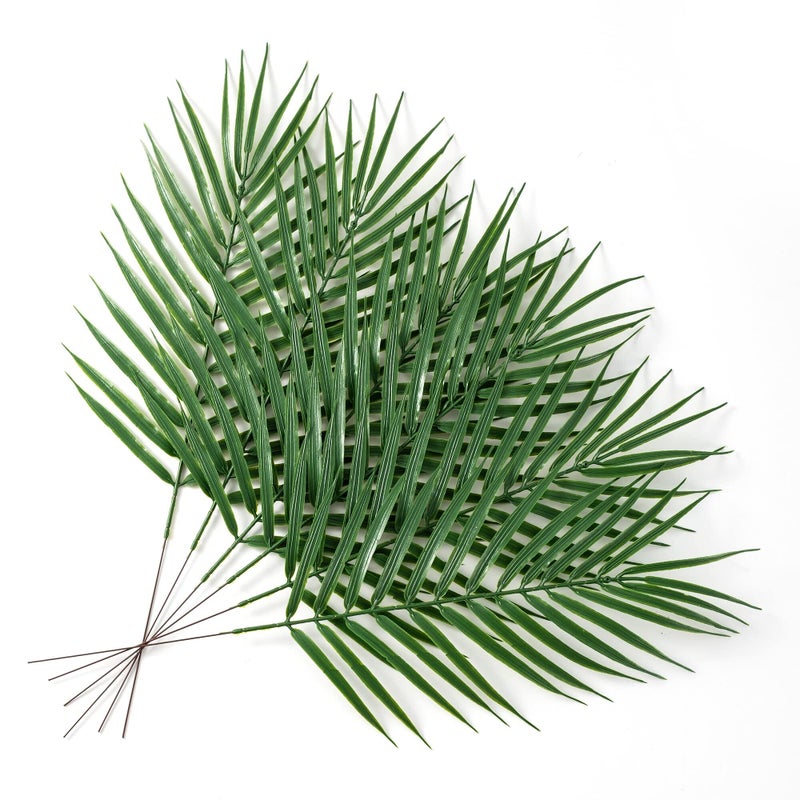 ATFL Large Artificial Palm Leaves, Palm Branches for Palm Sunday, 12 Pcs Large Branches Decoration, Tropical Leaf with Stem Party Decorations, Faux Tree Leaves Decor(18.9'') - Image 3