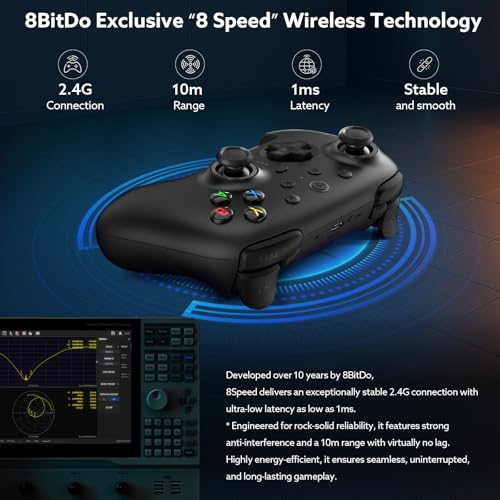 8BitDo Ultimate 2 Wireless Controller with TMR Joysticks for Windows & Android, Gaming Controller with Switchable Hall Effect/Tactile Triggers, RGB Fire Ring, 8Speed Wireless Tech, Charging Dock (Black, Ultimate 2 Wireless) - Image 4