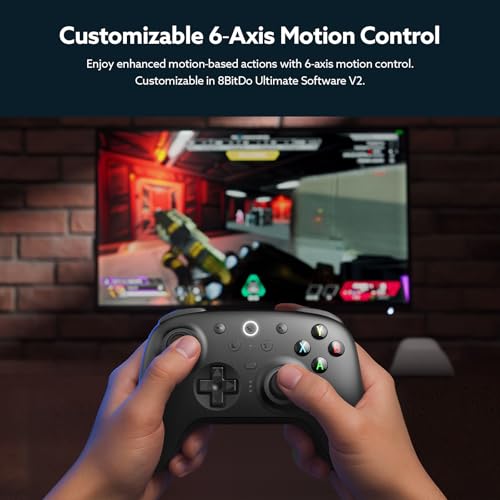 8BitDo Ultimate 2 Wireless Controller with TMR Joysticks for Windows & Android, Gaming Controller with Switchable Hall Effect/Tactile Triggers, RGB Fire Ring, 8Speed Wireless Tech, Charging Dock (Black, Ultimate 2 Wireless) - Image 5