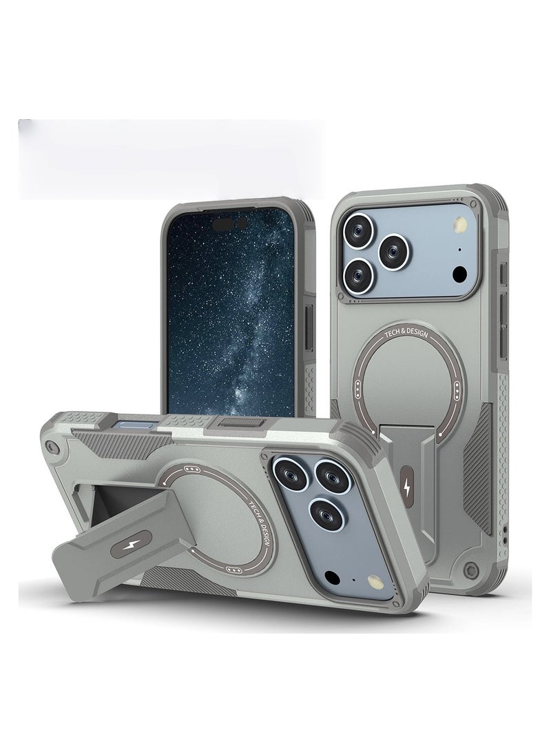 عام غطاء مغناطيسي مع حامل خفي لـ iPhone 17 Pro Max - غطاء واقي من السقوط، متوافق مع MagSafe، تغطية كاملة مقاومة للخدوش - Image 1