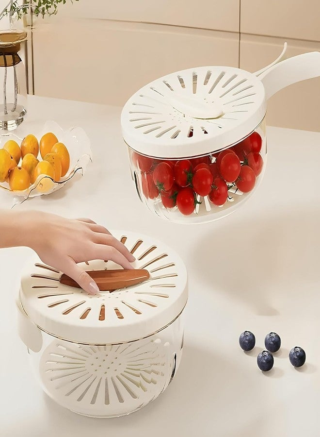 KHALAK 2-in-1 Fruit Draining Basket with Lid & Handle | Multifunctional Food Storage Container for Fridge, Outdoor, Picnic, Fruit & Vegetable Washing Basket - Image 2