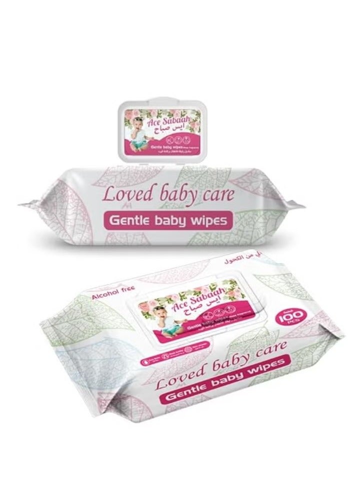 Ace Sabaah Baby Wet Wipes Mild Rose Scent 3 x 100 Wipes - Image 2