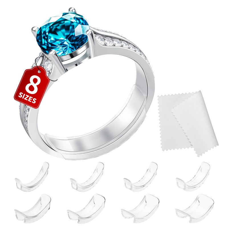 Syofbt Ring Sizers For Loose Rings - 8 Pack Invisible Guards Resizer For Men And Women  Use 8 Width Sizes Easy-Clip Ring Adjuster  Spacers & Tighteners  Fit Almost Any Rings  Fits Bands Width To 1-8Mm - Image 1