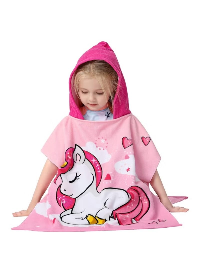 Kids Bath Towel for 1-6 Years Toddler, 1Pcs Kids Hooded Towel, Microfiber Bath Towel Super Soft Robe Poncho Bathrobe, Boys Girls Swimming Beach Holiday Water Playing Pool Bath Coverups (3D Unicorn)  - Image 4