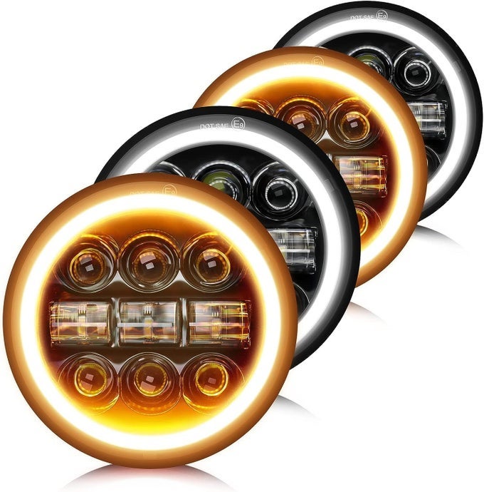 575 Led Headlight 5 34 Round Led Headlights Whit Drl Amber Turn Signal Light And Hilo Beam Led Projector Sealed Beam Headlight Compatible With Thunderbird Torino 4Pcs