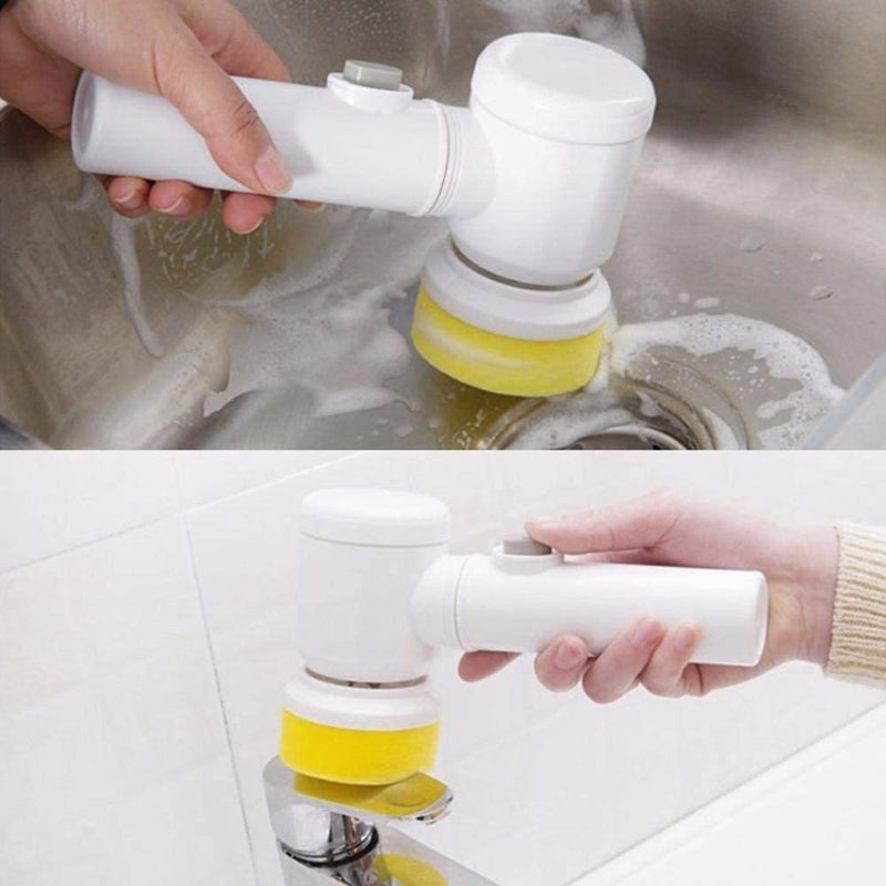 BIRZAR Birzar MultiFunctional Electric Cleaning Brush 5 in 1 Magic Power Scrubber Household Cleaning Tools Spin Scrubber with 3 Brush Heads Buffer Polisher for Bathroom Shower Tub Kitchen Floor - Image 2