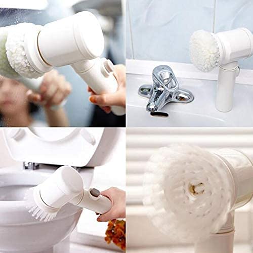 BIRZAR Birzar MultiFunctional Electric Cleaning Brush 5 in 1 Magic Power Scrubber Household Cleaning Tools Spin Scrubber with 3 Brush Heads Buffer Polisher for Bathroom Shower Tub Kitchen Floor - Image 4