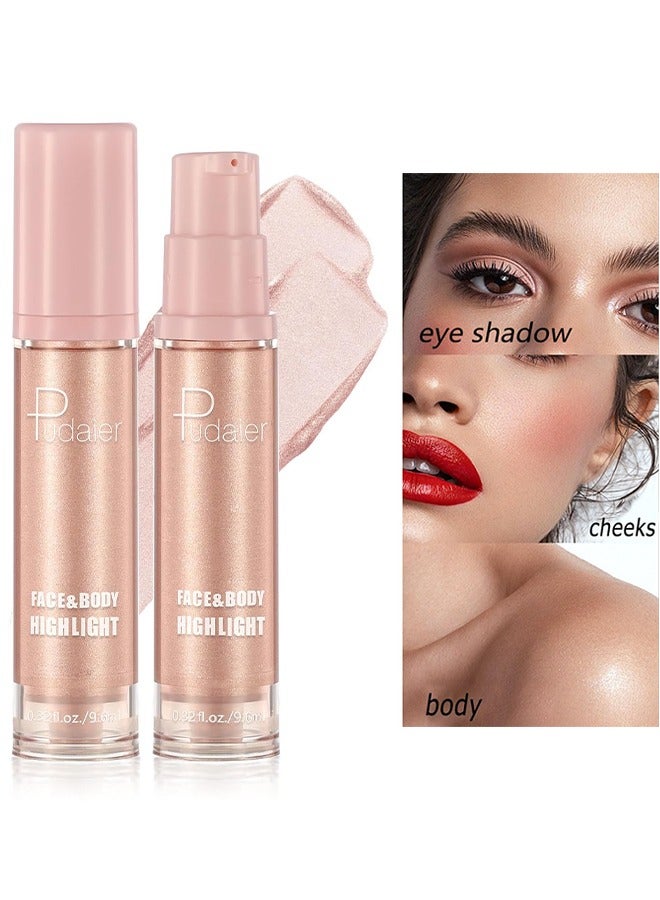 pudaier Face Body Luminizer, Liquid Highlighter Makeup, Face Body Shimmer Glow Illuminator, Bronzer Smooth Shine Shimmer Liquid Foundation, Waterproof Moisturizing Body Highlighter  - Image 1