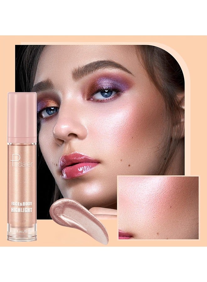 pudaier Face Body Luminizer, Liquid Highlighter Makeup, Face Body Shimmer Glow Illuminator, Bronzer Smooth Shine Shimmer Liquid Foundation, Waterproof Moisturizing Body Highlighter  - Image 3