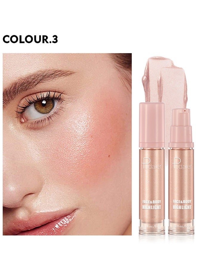 pudaier Face Body Luminizer, Liquid Highlighter Makeup, Face Body Shimmer Glow Illuminator, Bronzer Smooth Shine Shimmer Liquid Foundation, Waterproof Moisturizing Body Highlighter  - Image 2
