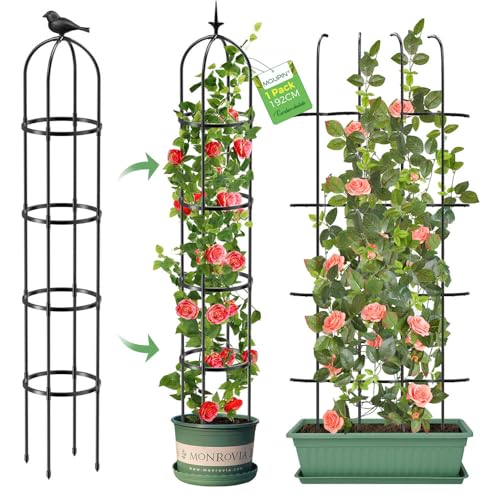 MQUPIN Tower Obelisk Garden Trellis for Climbing Plant，6.3FT/75.6" Rustproof Metal Potted Plant Climbing Support for Indoor Outdoor Flowers Vegetable Fruits Vines Support (1PCS) - Image 1