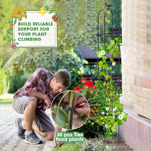 MQUPIN Tower Obelisk Garden Trellis for Climbing Plant，6.3FT/75.6" Rustproof Metal Potted Plant Climbing Support for Indoor Outdoor Flowers Vegetable Fruits Vines Support (1PCS) - Image 5