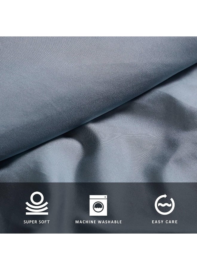 Kenneth Cole Kenneth Cole - Solutions Queen Sheets, Soft Recycled Polyester 6-Piece Bedding Set, Wrinkle-Resistant and Cooling Finish (Solid Blue, Queen)  - Image 4