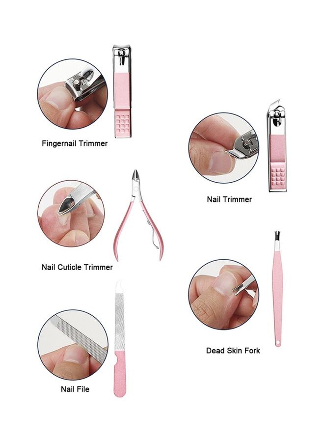 18-Piece Professional Pedicure and Manicure Tool Kit Pink/Silver - Image 5