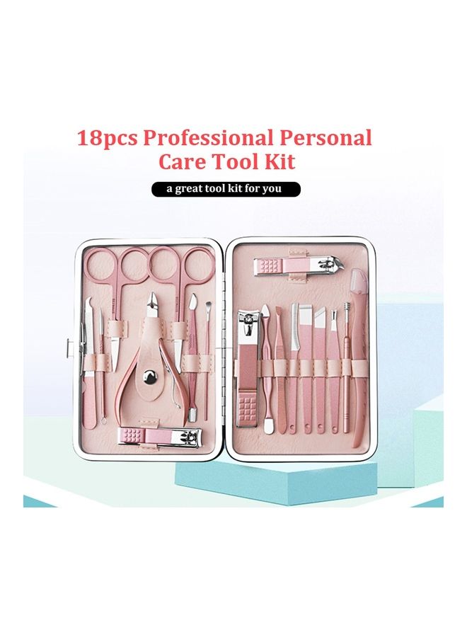 18-Piece Professional Pedicure and Manicure Tool Kit Pink/Silver - Image 3