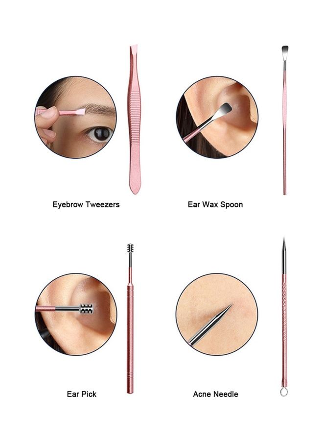 18-Piece Professional Pedicure and Manicure Tool Kit Pink/Silver - Image 4