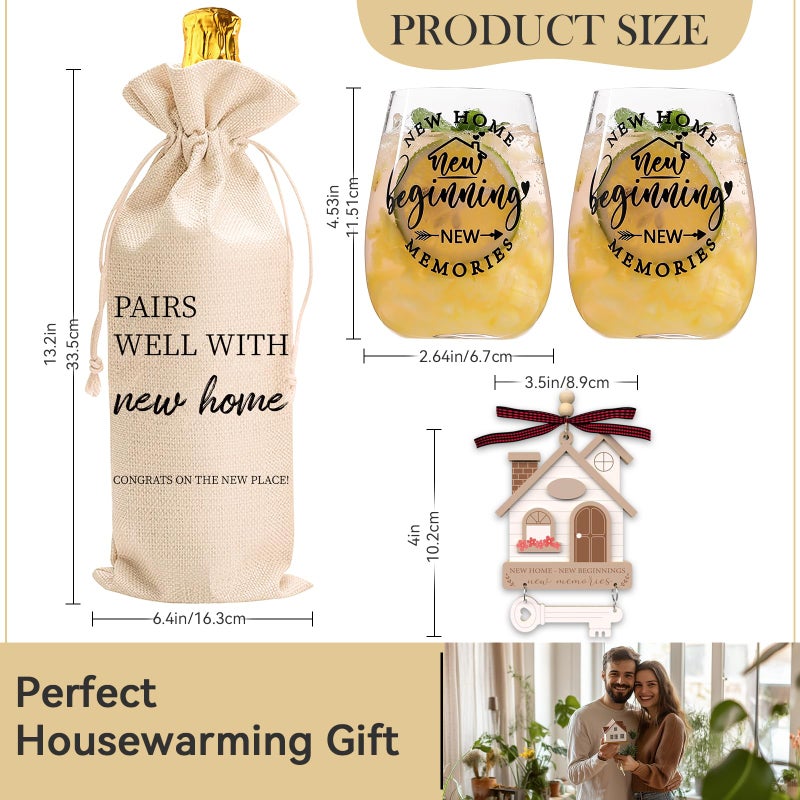 Cyrelwing Housewarming Gifts for New Home Closing Gifts for Home Buyers, House Warming wine glasses for Men Women Couple Families Friends Coworkers, First House Present Ideas - Image 3