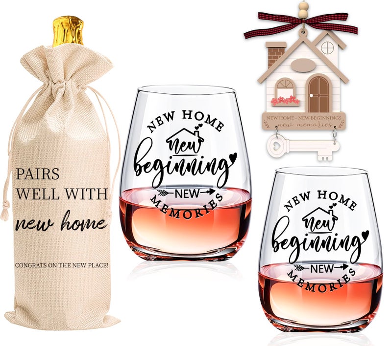 Cyrelwing Housewarming Gifts for New Home Closing Gifts for Home Buyers, House Warming wine glasses for Men Women Couple Families Friends Coworkers, First House Present Ideas - Image 1