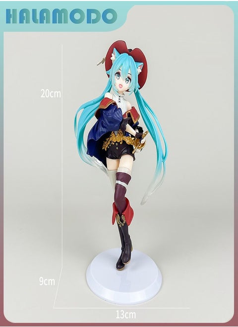 Hatsune Miku in the Fairy Tale Wonderland as Puss in Boots A Cute Handmade Model Figure of Anime Girl for Desk Decoration, a Perfect Gift for Girls