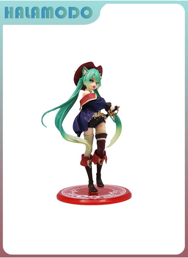 HALAMODO - Hatsune Miku in the Fairy Tale Wonderland as Puss in Boots A Cute Handmade Model Figure of Anime Girl for Desk Decoration, a Perfect Gift for Girls - Image 1